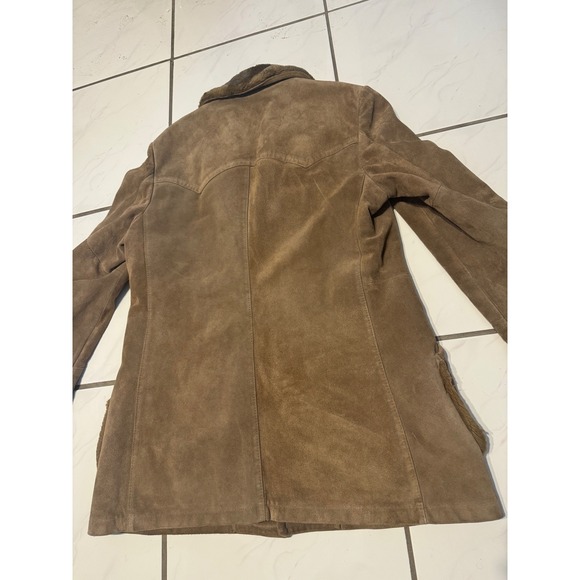 VTG Stratojac Mens Suede Shearling Lined Western Style Coat Size 42 Brown - Picture 12 of 14